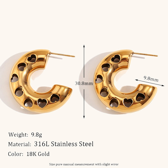 1 Paar schlichte, herzförmige Ohrringe aus Edelstahl mit 18-Karat-Vergoldung