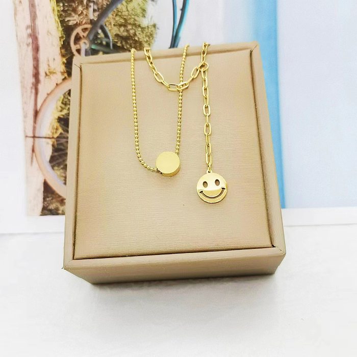 Casual Smiley Face Stainless Steel Plating Layered Necklaces