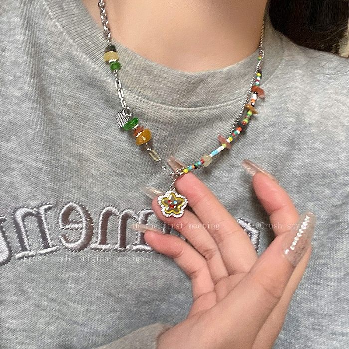 Fashion Star Opal-Halskette mit Edelstahlbeschichtung, 1 Stück