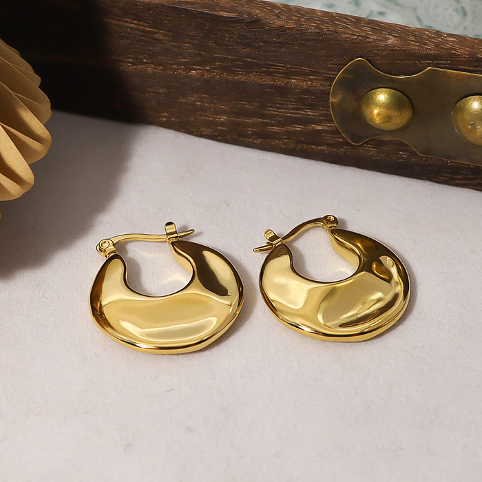 Brincos banhados a ouro 1K de aço inoxidável retrô elegante em forma de U, 18 peça