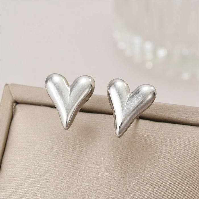 1 Pair IG Style Elegant Romantic Heart Shape Polishing Plating Stainless Steel  18K Gold Plated Ear Studs