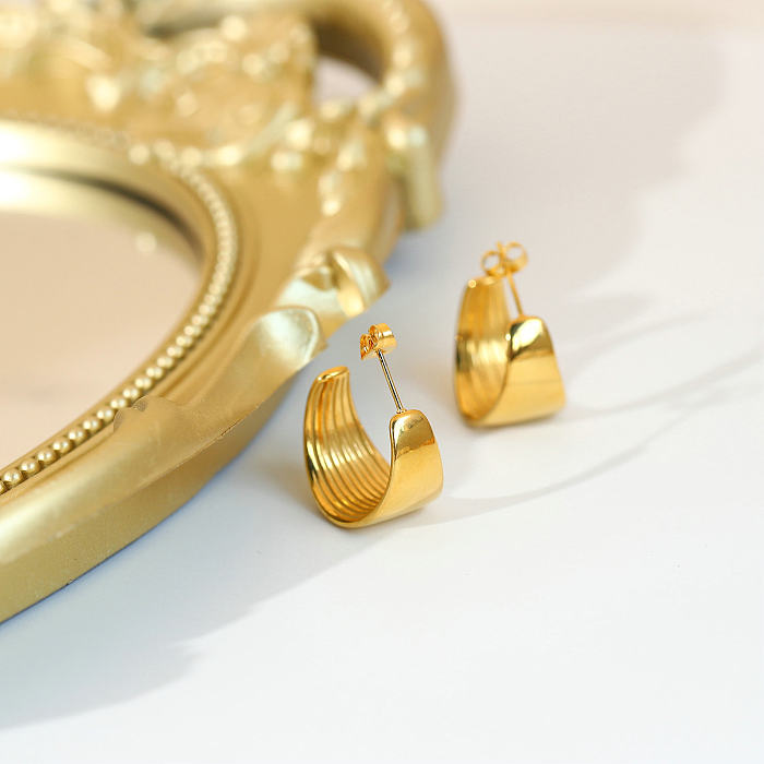 Boucles d'oreilles en acier inoxydable, bijoux lisses et larges en forme de C, exagérés, vente en gros