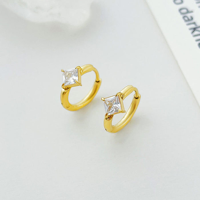 Fashion Geometric Stainless Steel  Plating Rhinestones Earrings 1 Pair