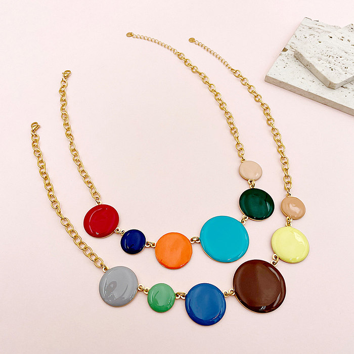 Casual Modern Style Round Stainless Steel  Gold Plated Necklace In Bulk