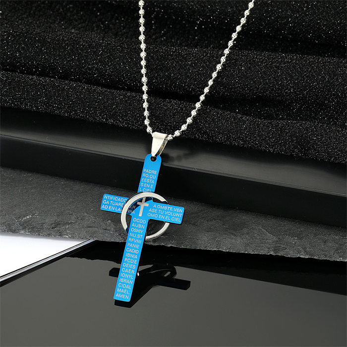 Jewelry Trend Punk Stainless Steel  Color Cross Belt Ring Rock Geometric Sweater Chain