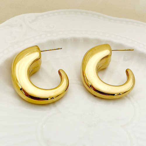 1 Paar schlichte, einfarbige, vergoldete Edelstahl-Ohrringe