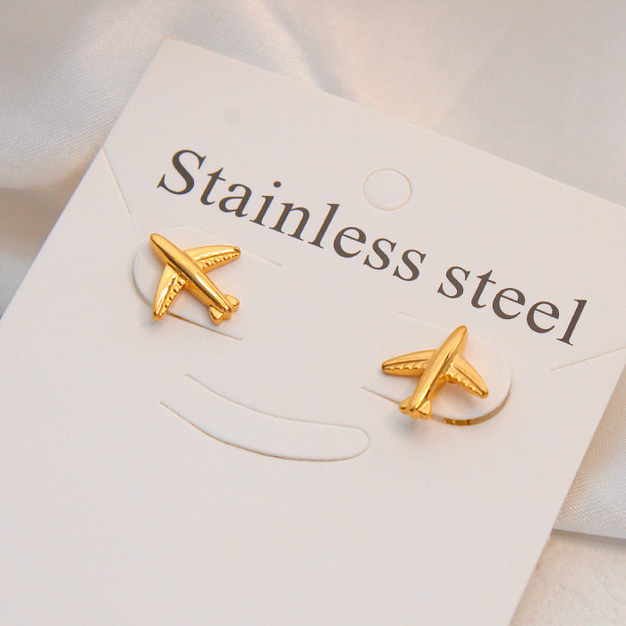 1 Pair Simple Style Airplane Plating Stainless Steel  Ear Studs