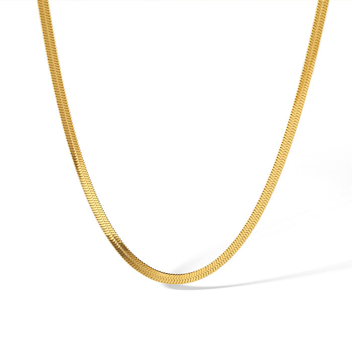 Hip-Hop Simple Style Solid Color Stainless Steel  18K Gold Plated Necklace In Bulk