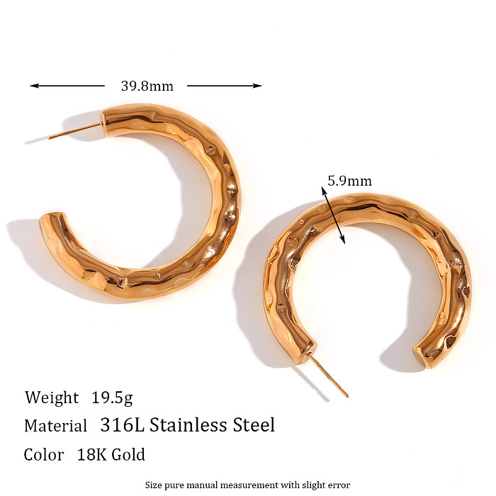 1 par de pinos de orelha banhados a ouro 18K com revestimento retrô de cor sólida em aço inoxidável