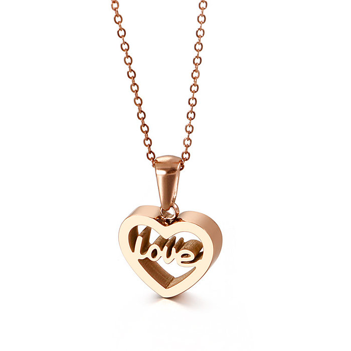 Collier en acier inoxydable en forme de cœur, Version coréenne, pendentif créatif d'amour, chaîne de clavicule, vente en gros