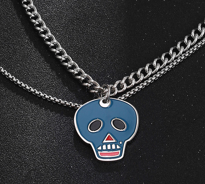 Simple Style Skull Stainless Steel Layered Necklaces In Bulk