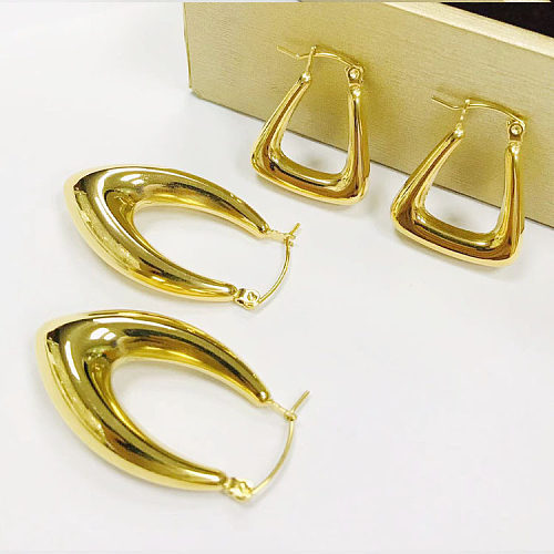 1 Pair Fashion V Shape Stainless Steel  Plating Earrings