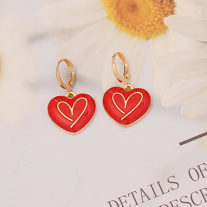 Fashion Heart Shape Alloy Earrings Copper Earrings