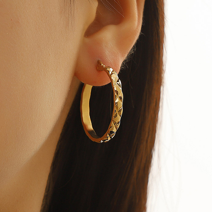 Boucles d'oreilles en acier inoxydable plaqué or 1 carats, 18 paire, Style Simple, cercle poli