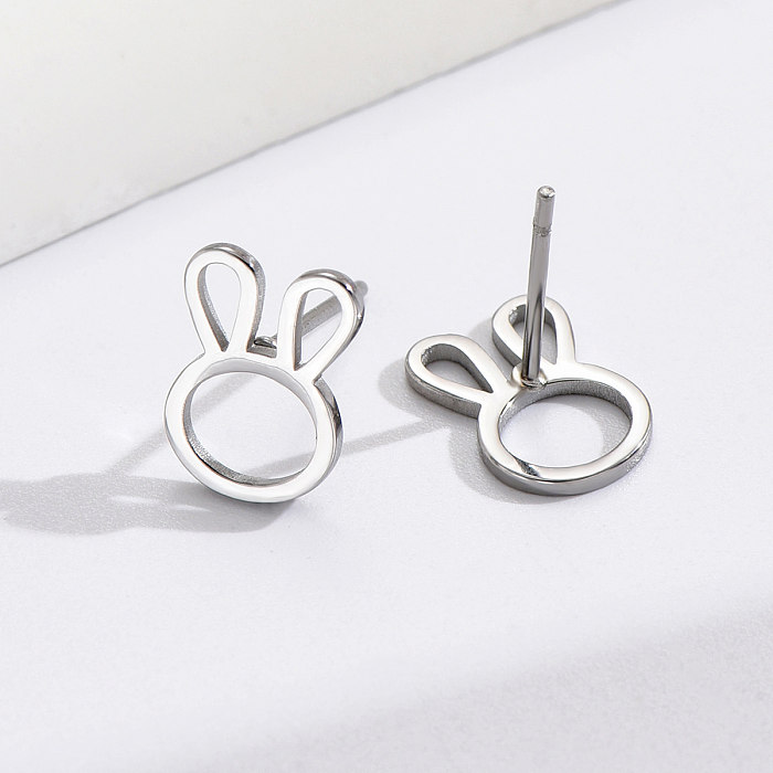 1 Pair Simple Style Rabbit Animal Stainless Steel  Polishing Ear Studs