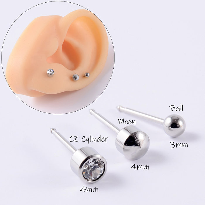 Clous d'oreille perforateur d'oreille en acier inoxydable, couleur unie, Style Simple, 1 pièce