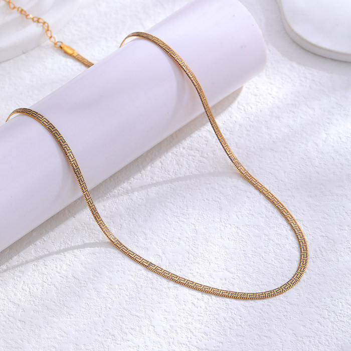 Simple Style Classic Style Solid Color Stainless Steel Plating 24K Gold Plated Necklace