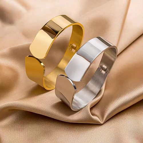 INS Style Simple Style Solid Color Titanium Steel Plating Bangle