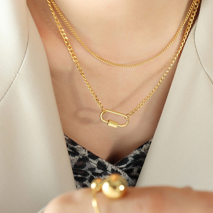 Retro Geometric Stainless Steel Plating Necklace
