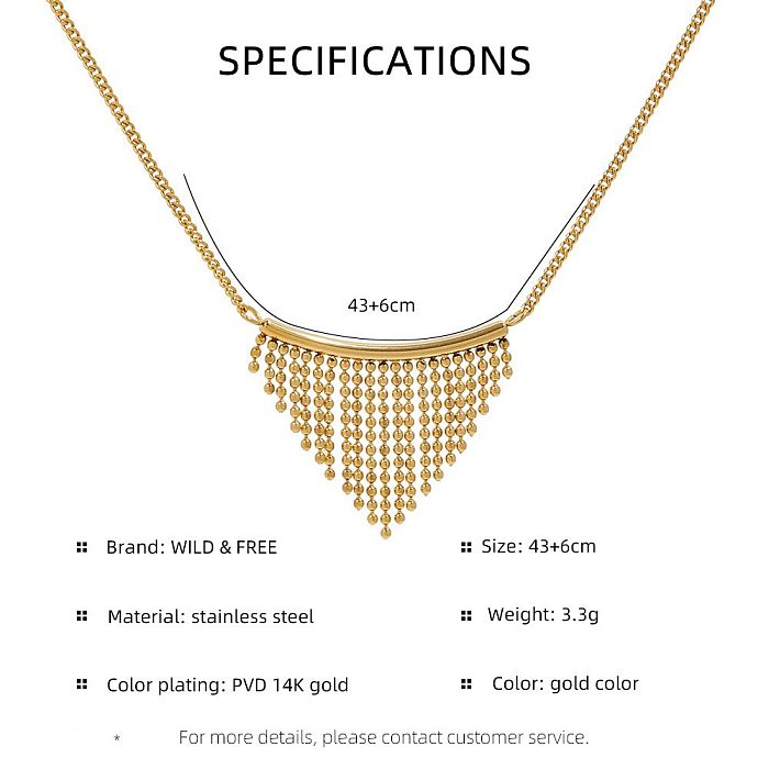Retro Classic Style Sector Tassel Stainless Steel  Plating 18K Gold Plated Pendant Necklace