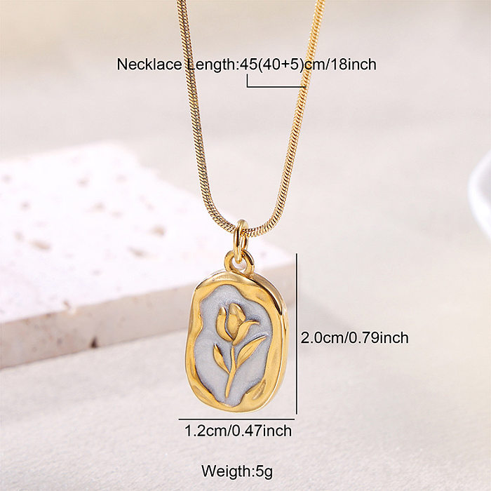Simple Style Flower Stainless Steel  Stainless Steel Plating Pendant Necklace