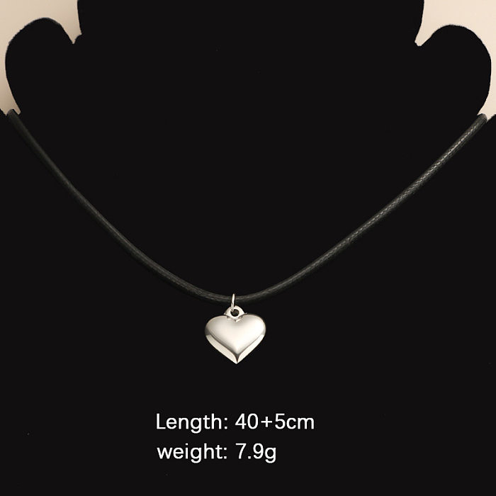 Simple Style Heart Shape Stainless Steel Plating Pendant Necklace