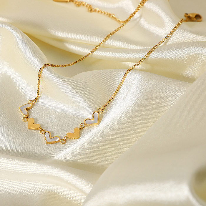 Collier pendentif rétro en acier inoxydable, coquille blanche, cœur, vente en gros de bijoux