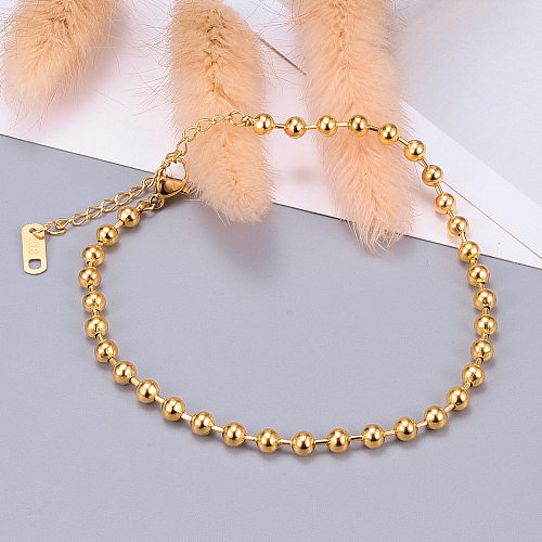 Bracelet en titane et acier, perles rondes simples, vente en gros de bijoux