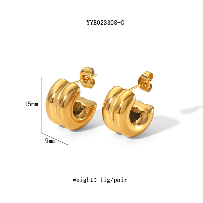 1 Pair Vintage Style Solid Color Plating Stainless Steel  18K Gold Plated Ear Studs