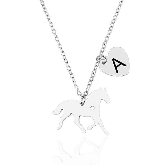 Simple Style Classic Style Letter Horse Stainless Steel  Pendant Necklace