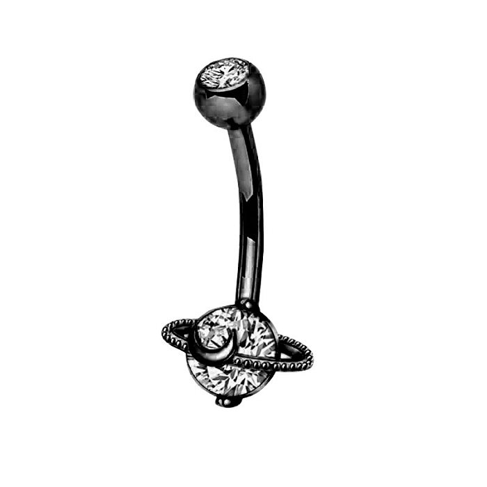 Incrustation de placage en forme de cœur, Style Simple, en acier inoxydable, anneau en Zircon, décoration de nombril, 1 pièce
