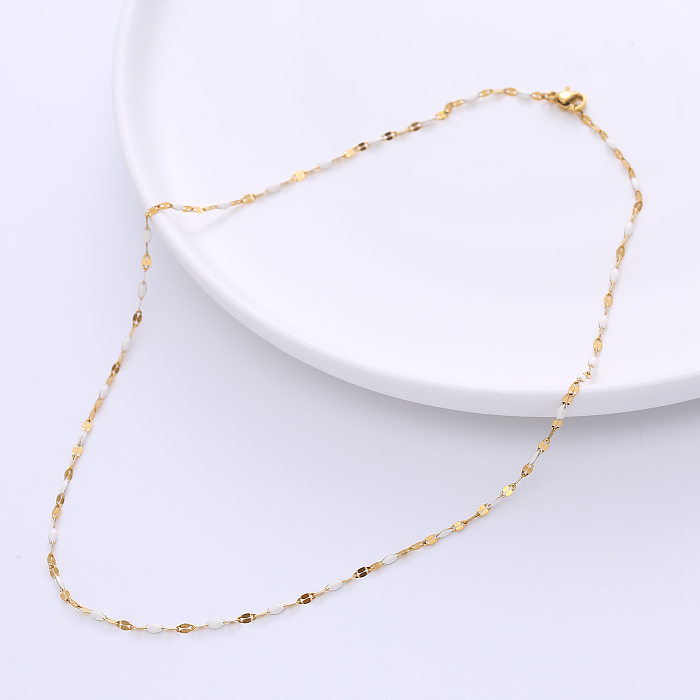 Simple Style Geometric Stainless Steel  Epoxy Chain Necklace