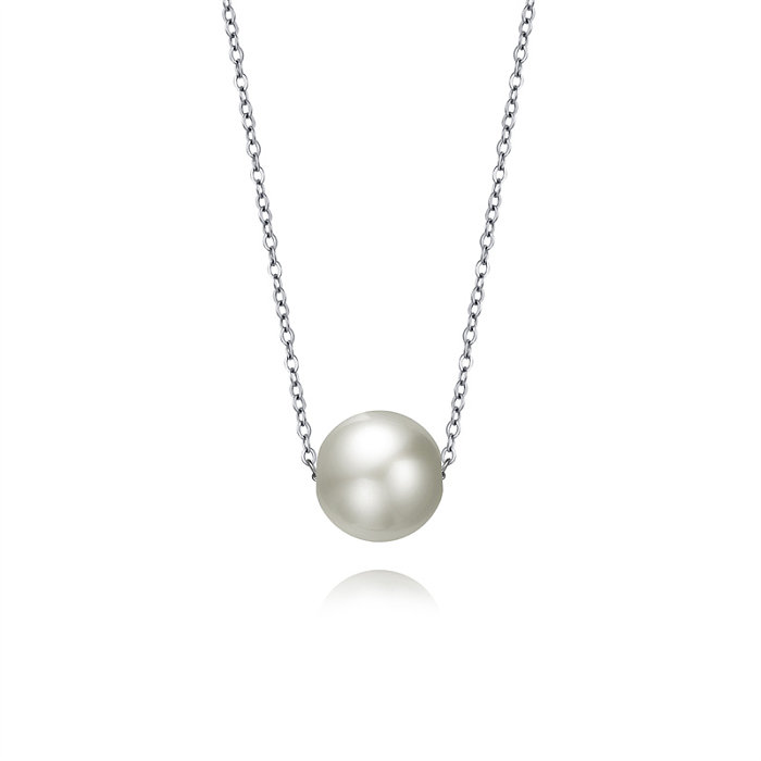 Simple Style Classic Style Solid Color Stainless Steel  Freshwater Pearl Polishing Necklace