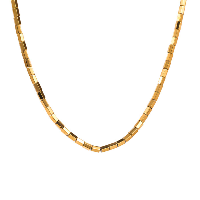 Vergoldete Halskette im Vintage-Stil mit geometrischer Edelstahlbeschichtung, 1 Stück
