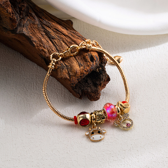 Fairy Style Artistic Bear Cattle Stainless Steel Charm Alloy 14K Gold Plated Bracelets