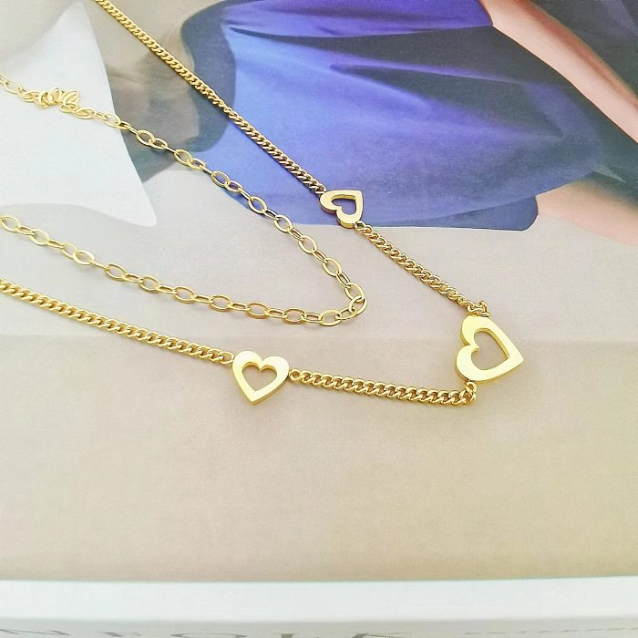 Classic Style Heart Shape Stainless Steel Plating Pendant Necklace