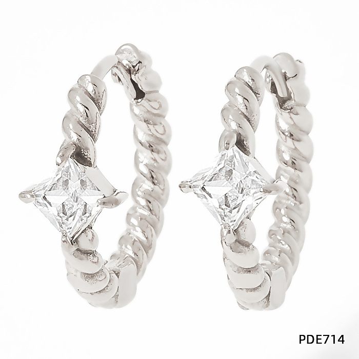 1 Paar Ohrringe aus Edelstahl mit künstlichen Edelsteinen im klassischen Stil mit geometrischer Beschichtung