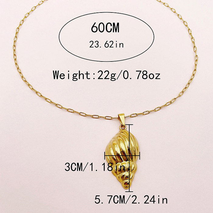 Vacation Beach Conch Stainless Steel  Gold Plated Pendant Necklace In Bulk