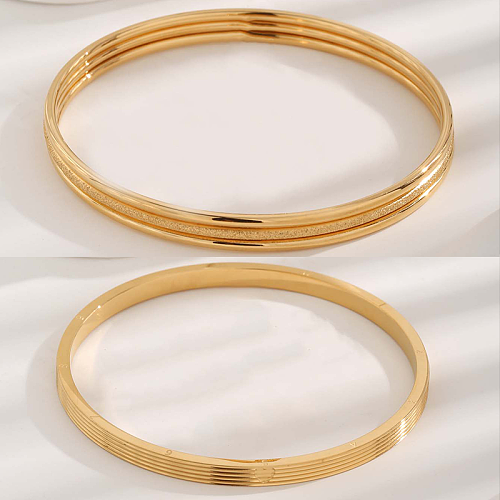 Modern Style Round Number Titanium Steel Plating Gold Plated Bangle