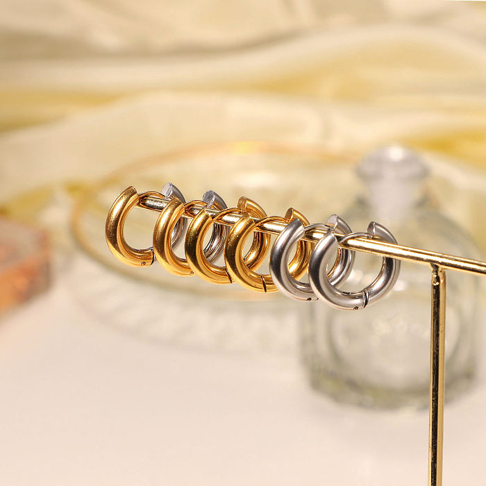 Joyería simple de acero inoxidable chapada en oro de 18 quilates, joyería de pendientes de aro de oro y plata