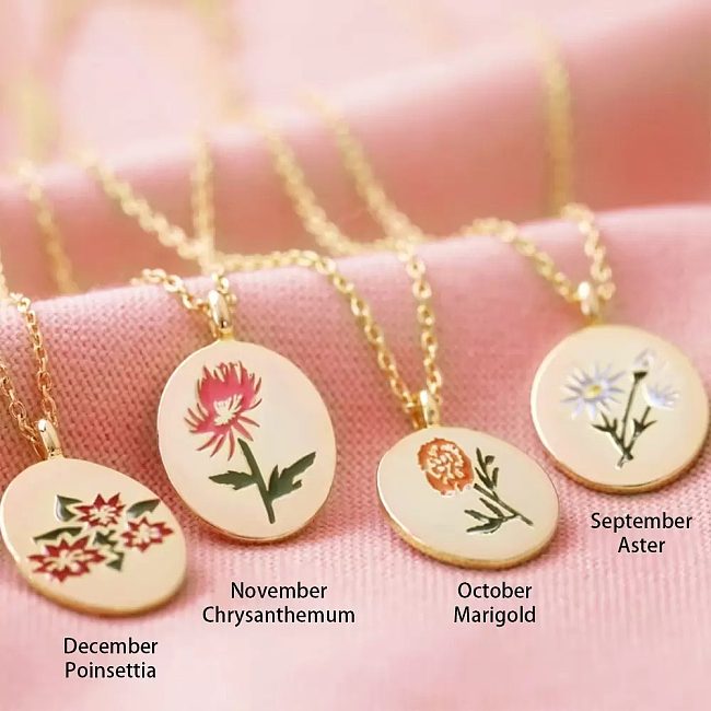 1 Piece Simple Style Rose Flower Chrysanthemum Stainless Steel Plating Pendant Necklace