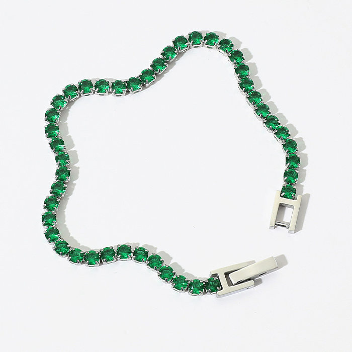 Modern Style Solid Color Stainless Steel Plating Inlay Zircon Bracelets
