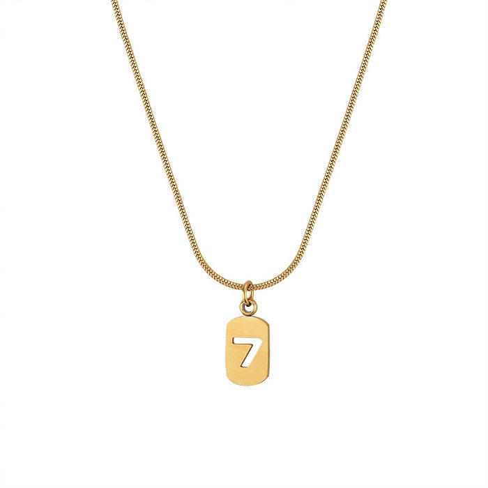 Einfache Zahlen-Edelstahl-Halskette, 1 Stück