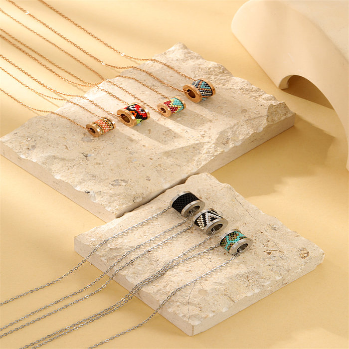 Casual Simple Style Classic Style Color Block Stainless Steel  Stainless Steel Plating Rose Gold Plated Necklace