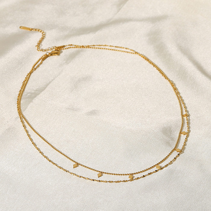 Colliers superposés géométriques en acier inoxydable à la mode Colliers en acier inoxydable plaqués or