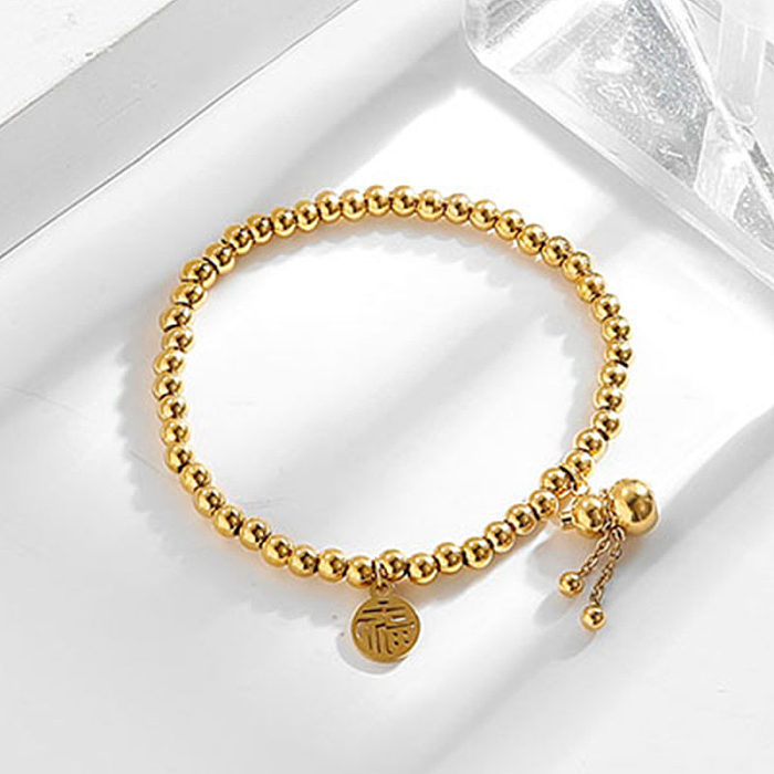 Bracelets plaqués de perles en acier et titane, style simple, visage souriant, 1 pièce