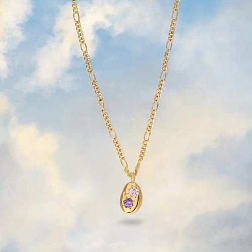 IG Style Elegant Water Droplets Stainless Steel  Zircon 18K Gold Plated Pendant Necklace