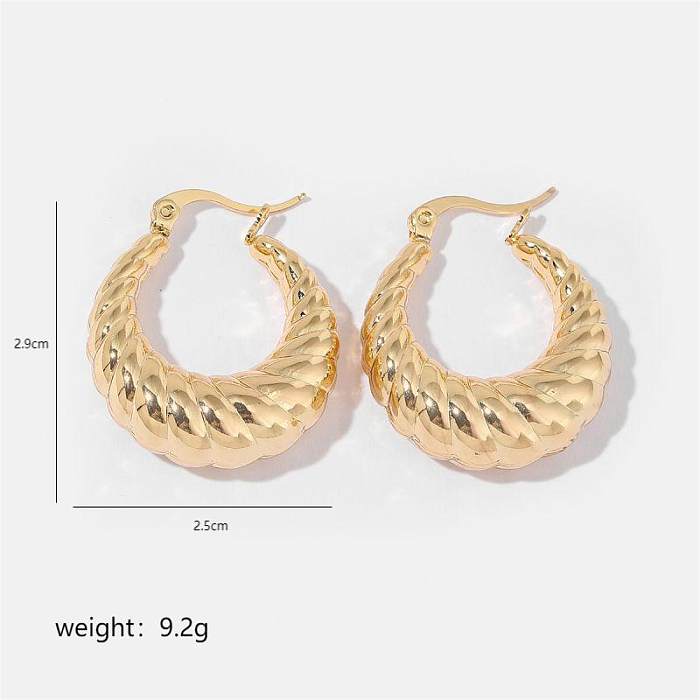 1 Pair Simple Style Solid Color Commute Geometric Semicircle Circle Plating Stainless Steel  18K Gold Plated Earrings