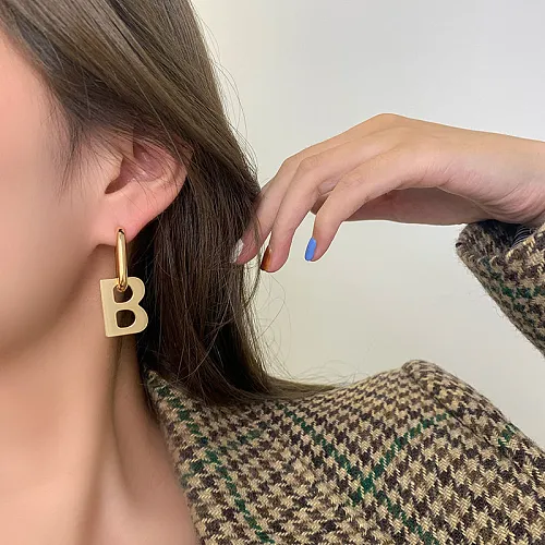 1 Pair Exaggerated Letter Stainless Steel Plating Drop Earrings