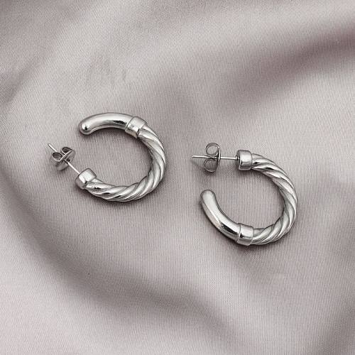 1 Pair Casual Modern Style C Shape Stainless Steel  Ear Studs